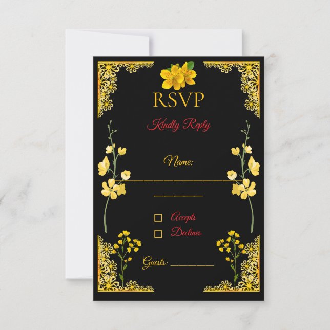 Black and Gold RSVP Card (Anverso)