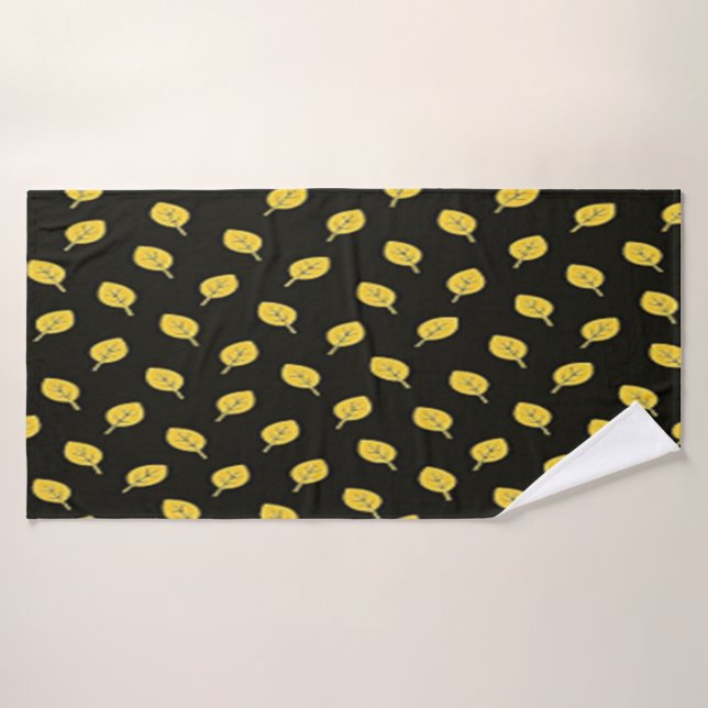 Black And Golden Yellow Towel (Toalla de baño)