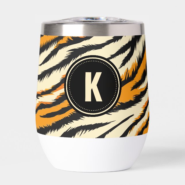 Black and Orange Tiger Pattern Monogram (Frente)