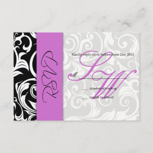 Black and Purple Swirl Wedding RSVP