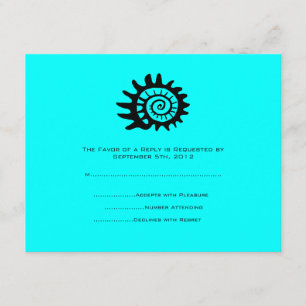 Black and Turquoise SeaShell Wedding RSVP