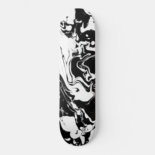 Black and white abstract swirls - skateboard (Anverso)