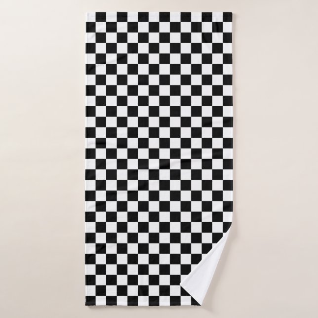 Black and white checkerboard pattern  (Toalla de baño)
