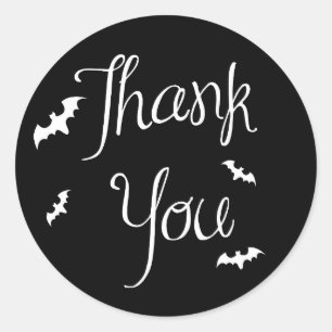 Black and White Gracias Bats Halloween Pegatina