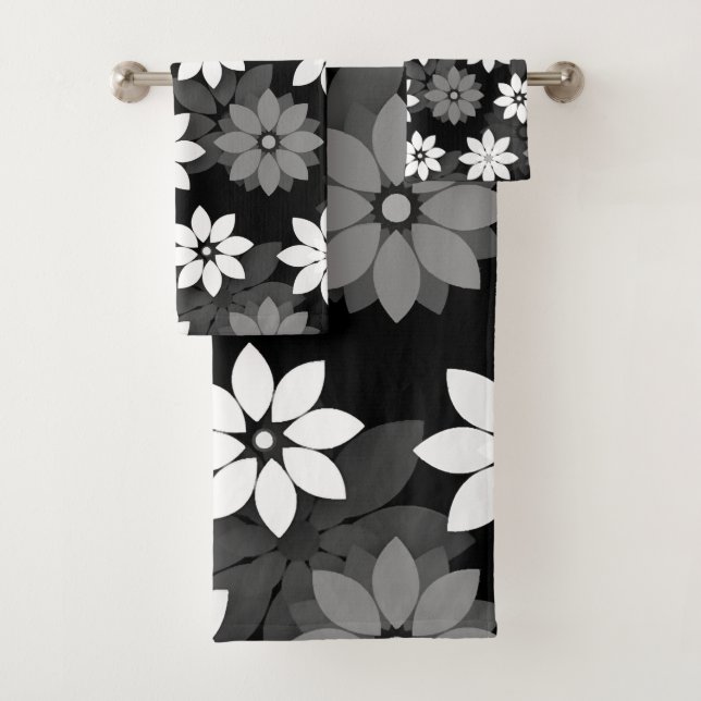 Black and white, grey seamless flower pattern (In situ)