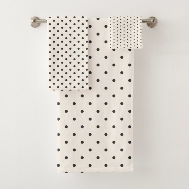 Black and White Ivory Polka Dot Pattern Retro  (In situ)
