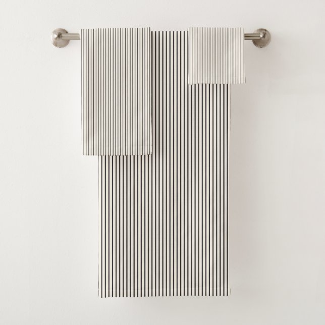 Black and White Ivory Stripes Pattern Retro  (In situ)