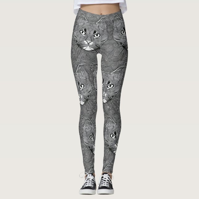 Black and White leggings for Cat Lovers (Anverso)