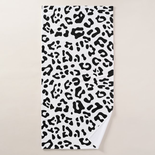 Black and White Leopardo Spot (Toalla de baño)