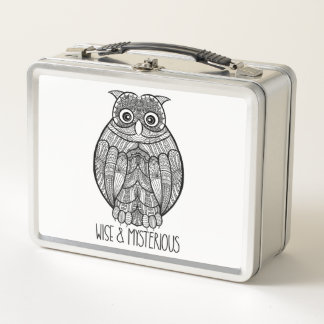 Black and White Mandala Owl Illustration with Text