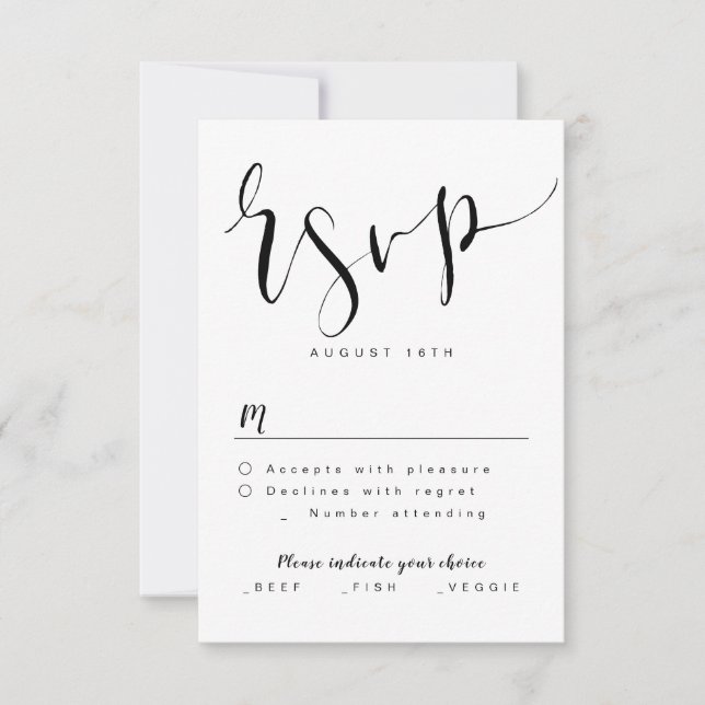 Black And White Modern Simple Script Wedding RSVP (Anverso)