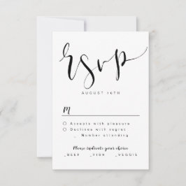 Black And White Modern Simple Script Wedding RSVP