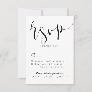 Black And White Modern Simple Script Wedding RSVP