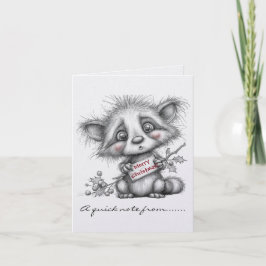 Black and White Raccoon Merry Christmas Sign