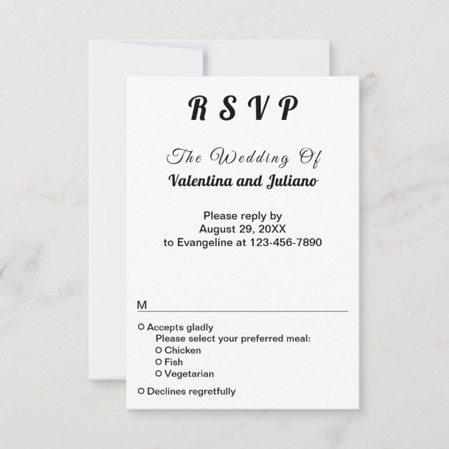 Black and White Typography Portrait Wedding RSVP (Anverso)