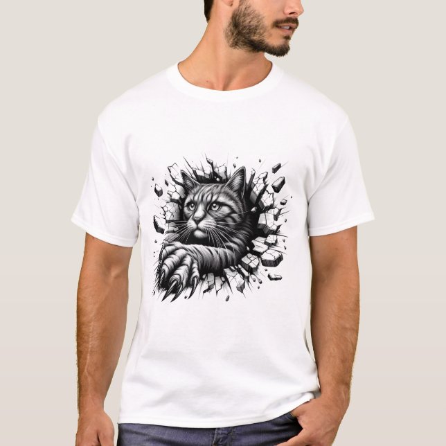 Black Angry cat Diseño único camiseta de lujo (Anverso)