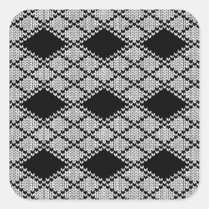 BLACK ARGYLE KNIT Grandes Pegatinas Cuadrados