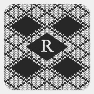 BLACK ARGYLE KNIT Pegatinas cuadrados grandes + in