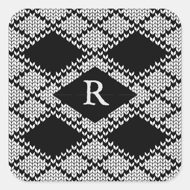 BLACK ARGYLE KNIT Pegatinas cuadrados grandes + in (Anverso)