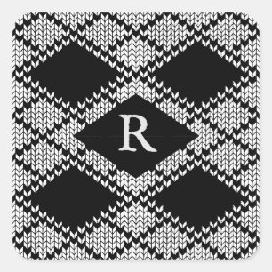 BLACK ARGYLE KNIT Pegatinas cuadrados pequeños + i