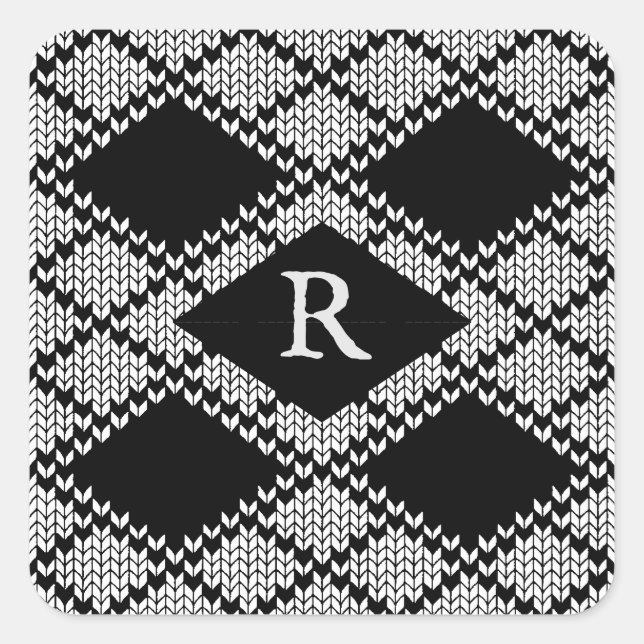 BLACK ARGYLE KNIT Pegatinas cuadrados pequeños + i (Anverso)