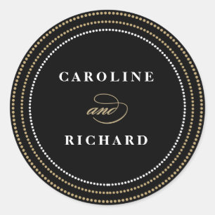 Black Art Deco String Luces Boda Favor Pegatina