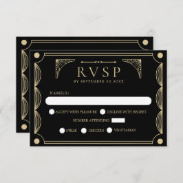 Black Art Deco Wedding RSVP