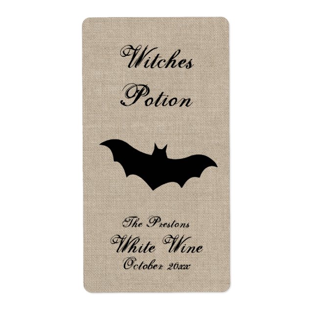 Black Bat on Burlap Wites una etiqueta de vino de  (Frente)