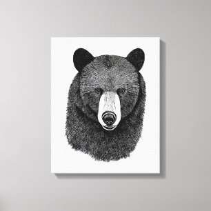 Black Bear Face original Dibujo de arte animal