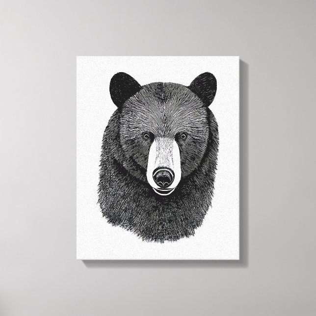 Black Bear Face original Dibujo de arte animal (Anverso)
