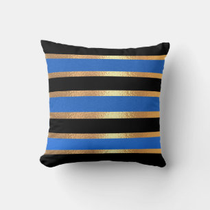 Black Blue Golden Stripes Cojín decorativo moderno