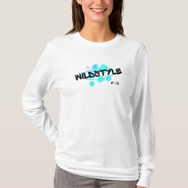 Black Blue Modern Wildstyle Camiseta de manga larg (Anverso)