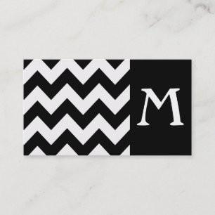 Black Bold Chevron Monograma Tarjeta de presentaci
