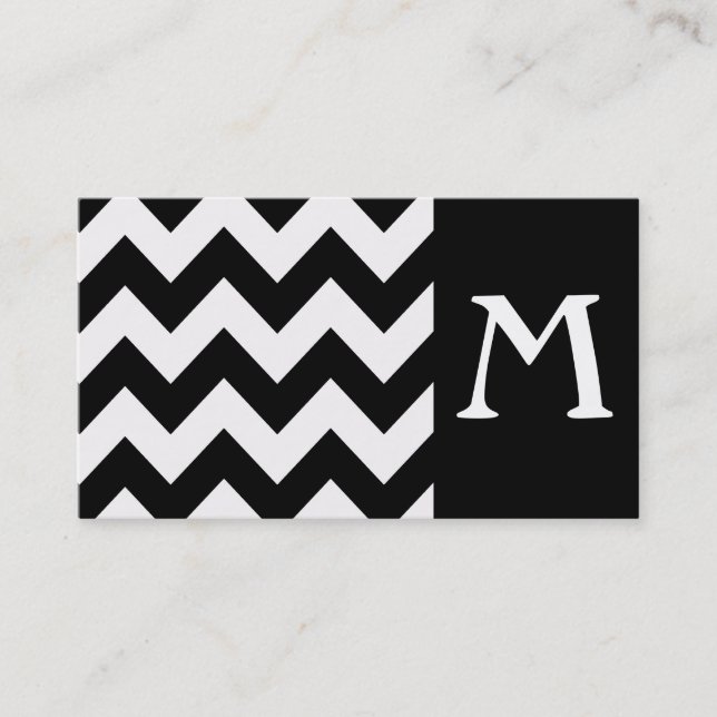 Black Bold Chevron Monograma Tarjeta de presentaci (Anverso)