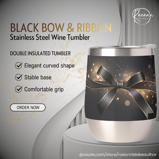 Black Bow & Ribbon Stainless Wine Tumbler (Subido por el creador)