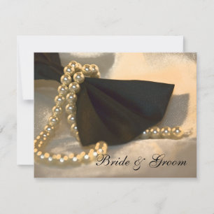 Black Bow Tie White Pearls Invitación de compromis