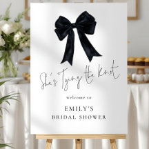 Black Bow Tying The Knot Welcome to Bridal Shower