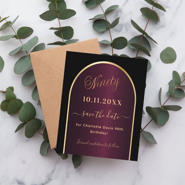 Black burgundy cumpleaños 90 salve la tarjeta de f (Subido por el creador)