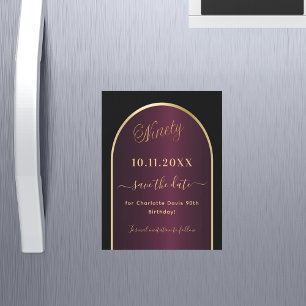 Black burgundy cumpleaños 90 Save the Date imnet
