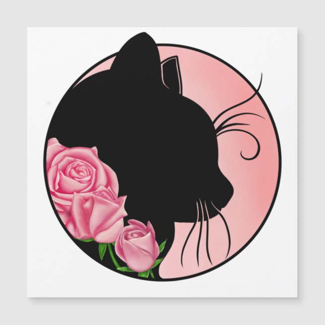 Black cat and roses (Anverso)