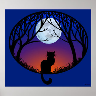 Black Cat Art Poster Cute Cat Lover Prints Posters