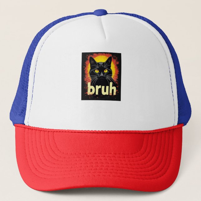 Black Cat Bruh Meme - Funny Cat Gorra (Anverso)