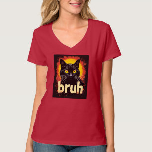 Black Cat Bruh Meme - Graciosa Camiseta Cat
