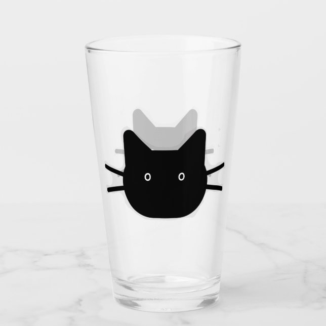 Black Cat Face Design Vidrio para beber (Anverso)