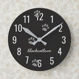 Black Cat Paw imprime el reloj de pared personaliz