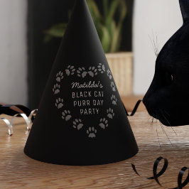 Black Cat Paw Print Heart Birthday Party Gorra