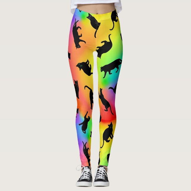 Black Cats and Rainbows Leggings (Anverso)