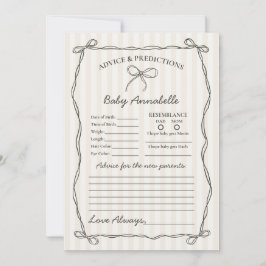 Black Coquette Bow Advance para la tarjeta Baby Sh