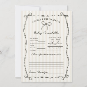 Black Coquette Bow Advance para la tarjeta Baby Sh
