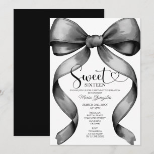 Black Coquette Bow Invitación a los 16 años